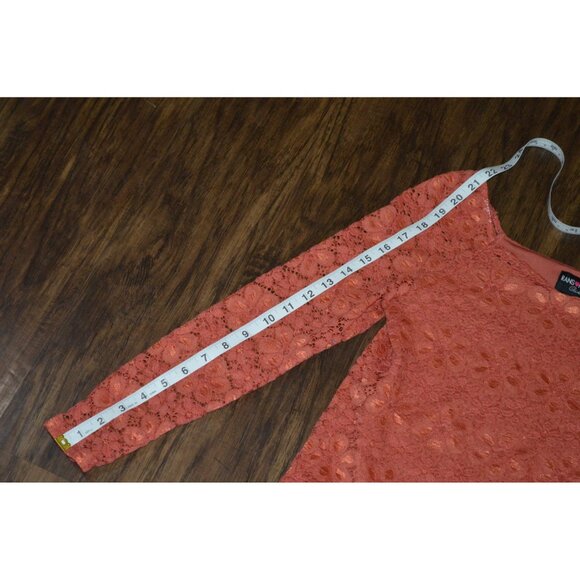 Coral Orange Lace Long Sleeve Top Ransom Girls Sz 14 Y2K Cropped Boho Romantic - Picture 6 of 6